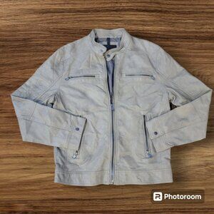 Calvin Klein Women's Beige Leather Jacket Size Medium in Excellent Condition!